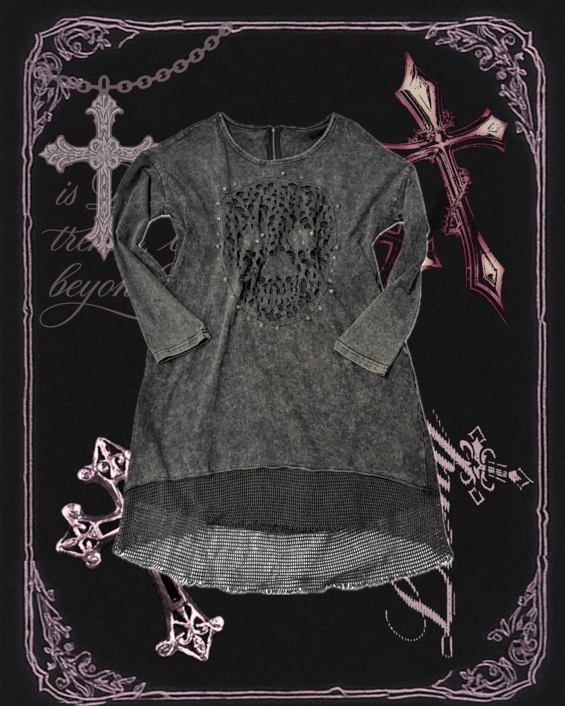 Rockchic Grunge studs mesh one-piece 상품이미지2