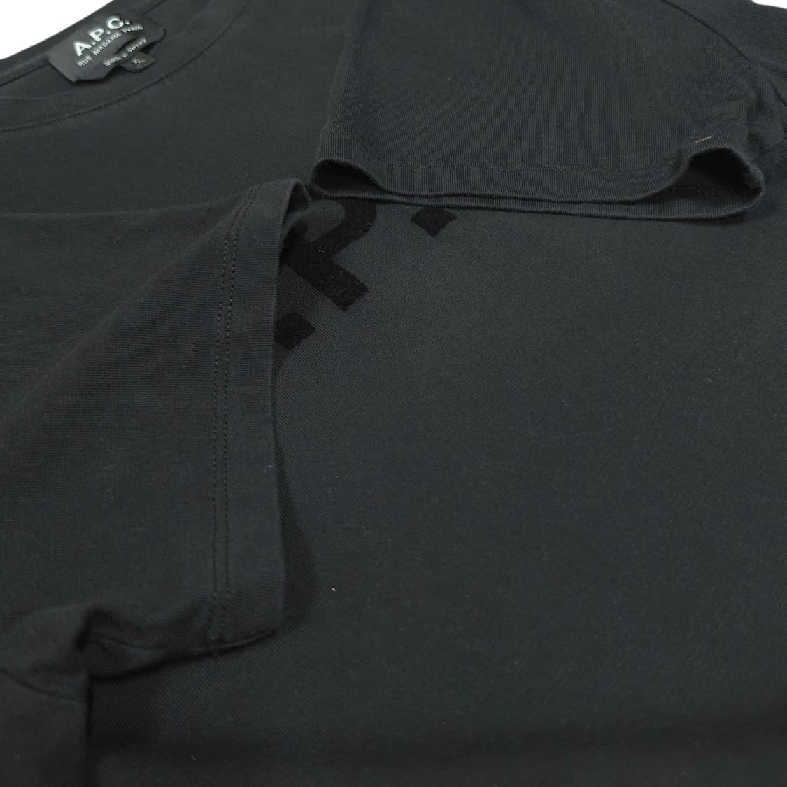 [XL] 아페쎄(A.P.C) 블랙 V.P.C 벨벳 플록 로고 반팔티셔츠 상품이미지6
