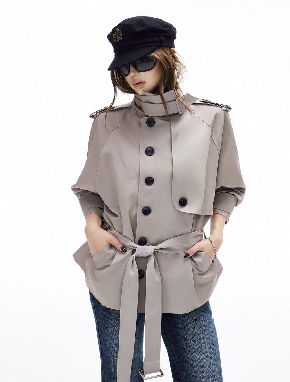 (새상품) iamxiaa pinkparks 벨트 숏 트렌치 코트 베이지 상품이미지1