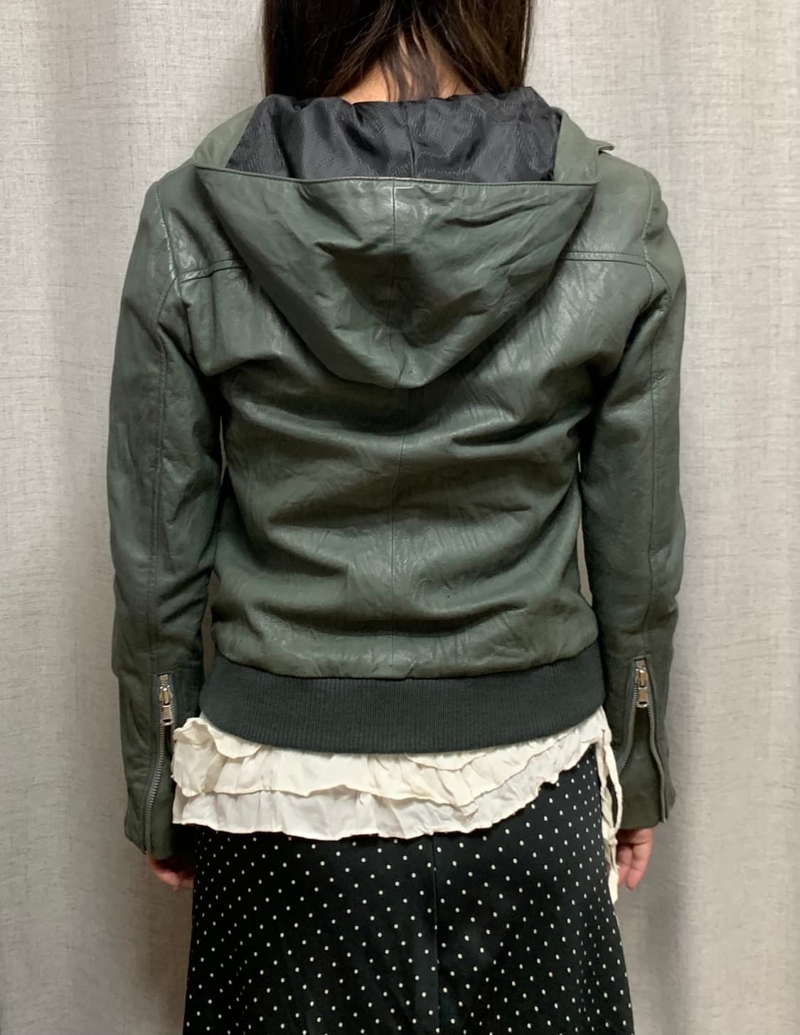 Japanese Vintage 사선 레더 크롭 자켓 상품이미지9