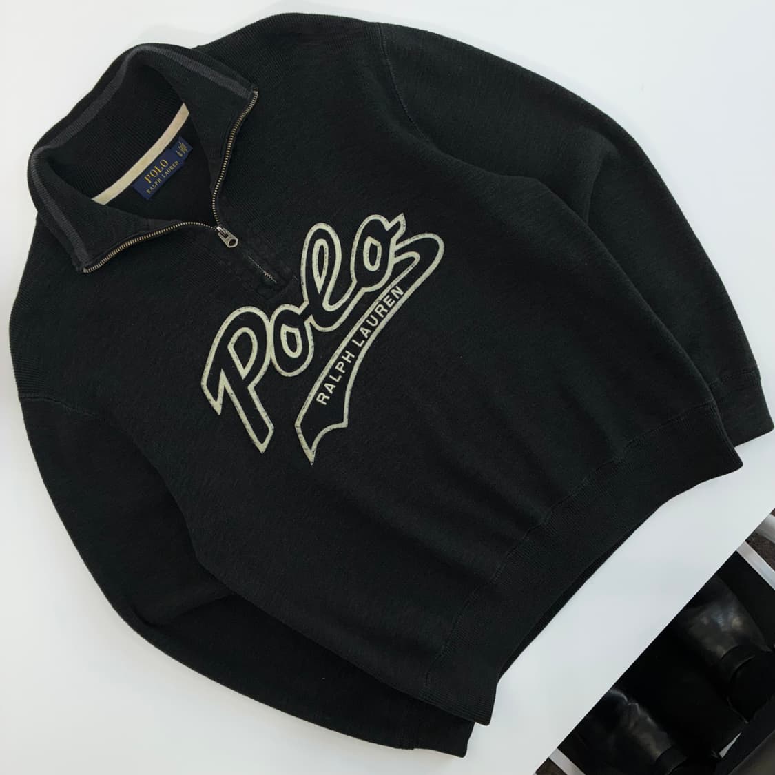 Polo  폴로 랄프로렌 코튼 빅스펠아웃 패치 반집업 니트 상품이미지2