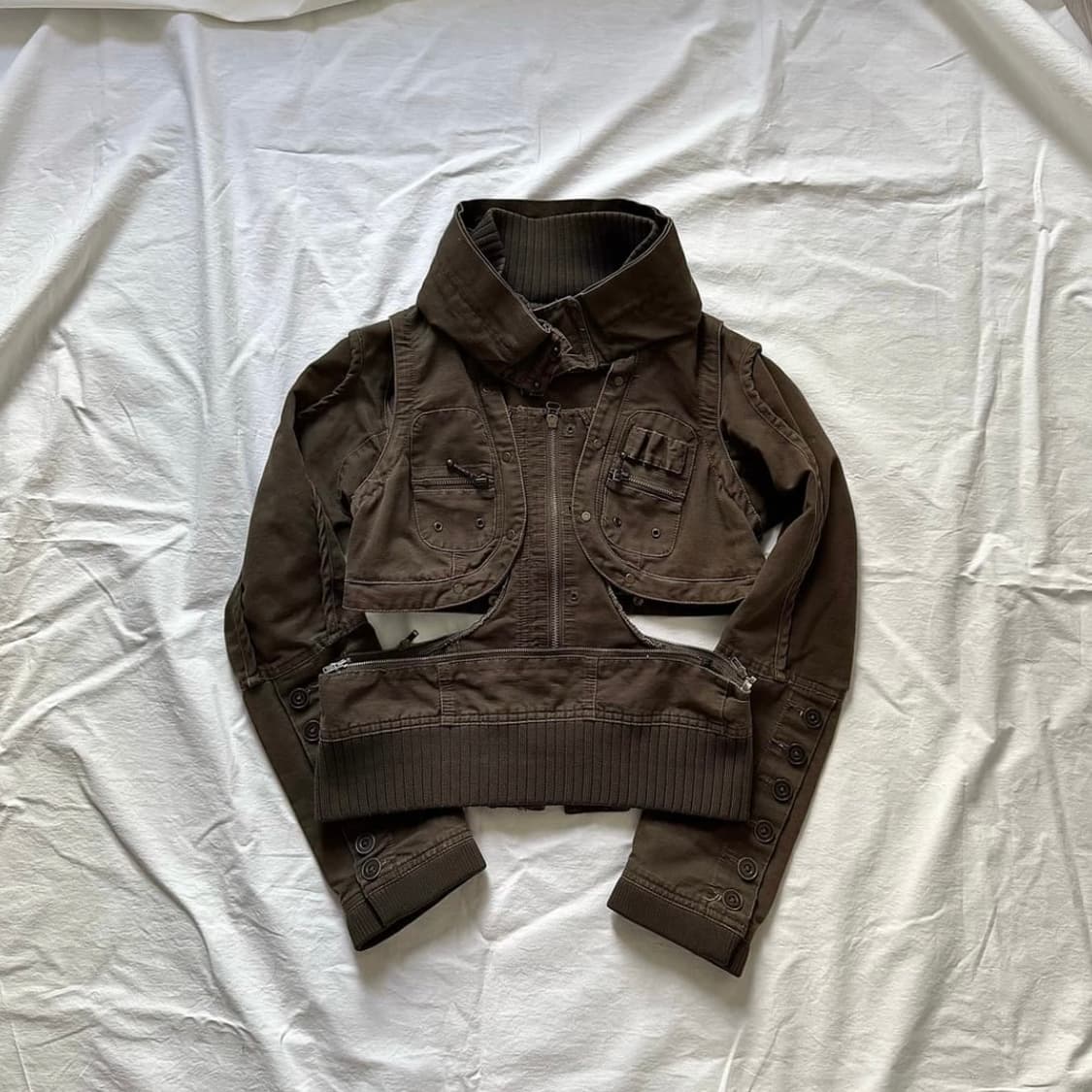 00's 해체주의 절개 하이넥 아카이브 3way 베스트 스터드 앤틱 자켓 상품이미지2