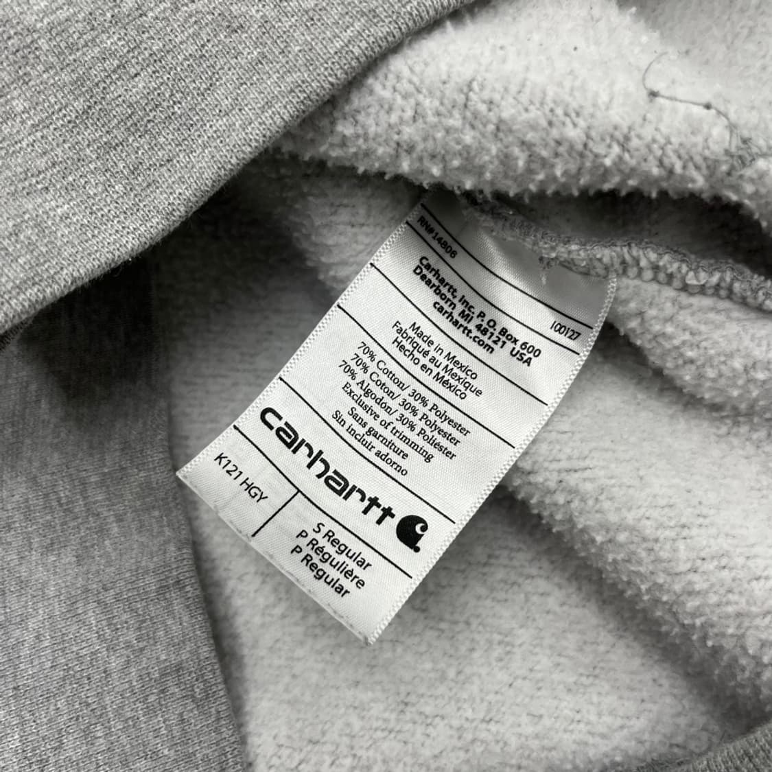 칼하트 로고 그레이 후드 S 상품이미지6