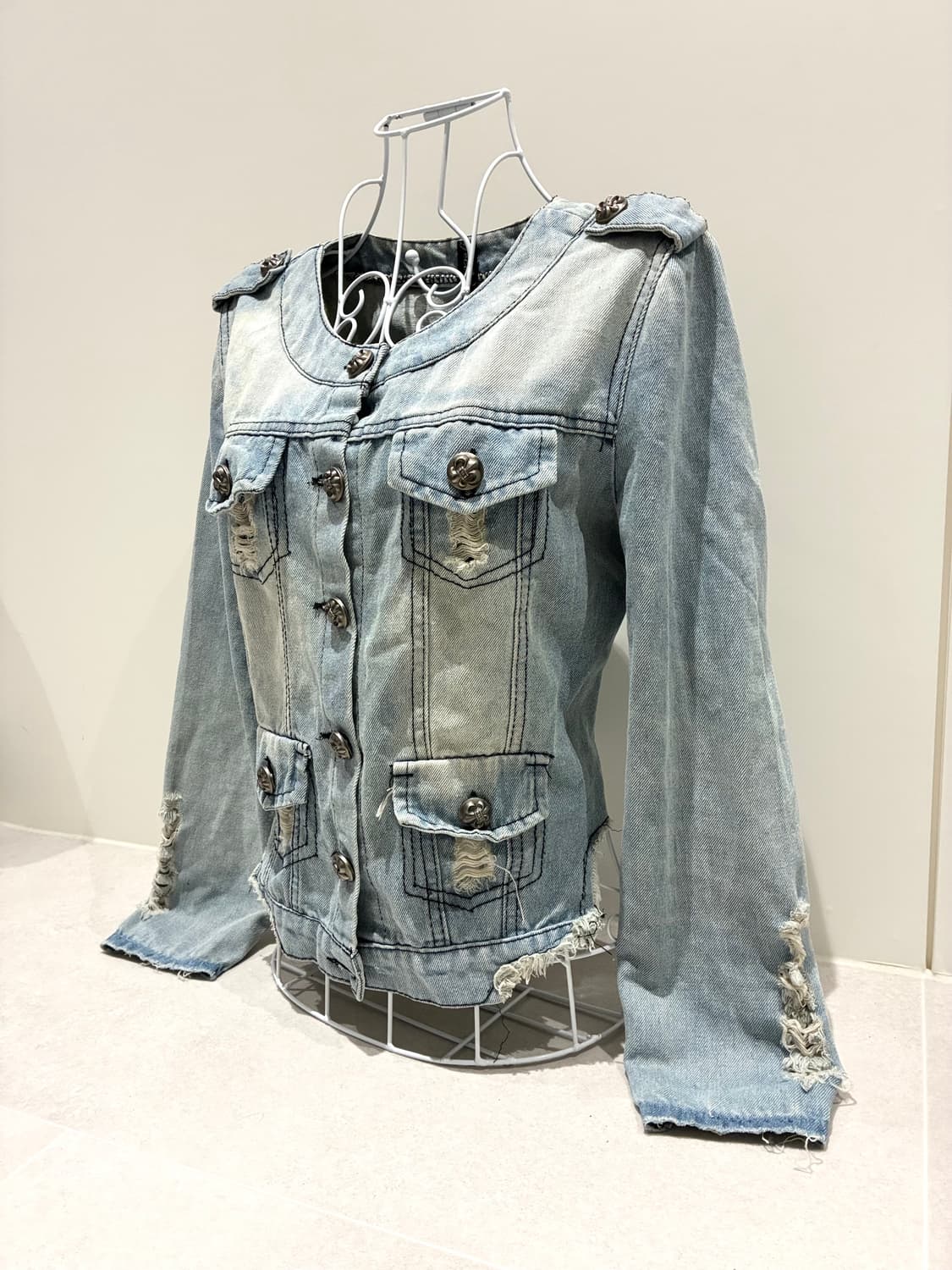 버튼 데님 자켓 상품이미지3