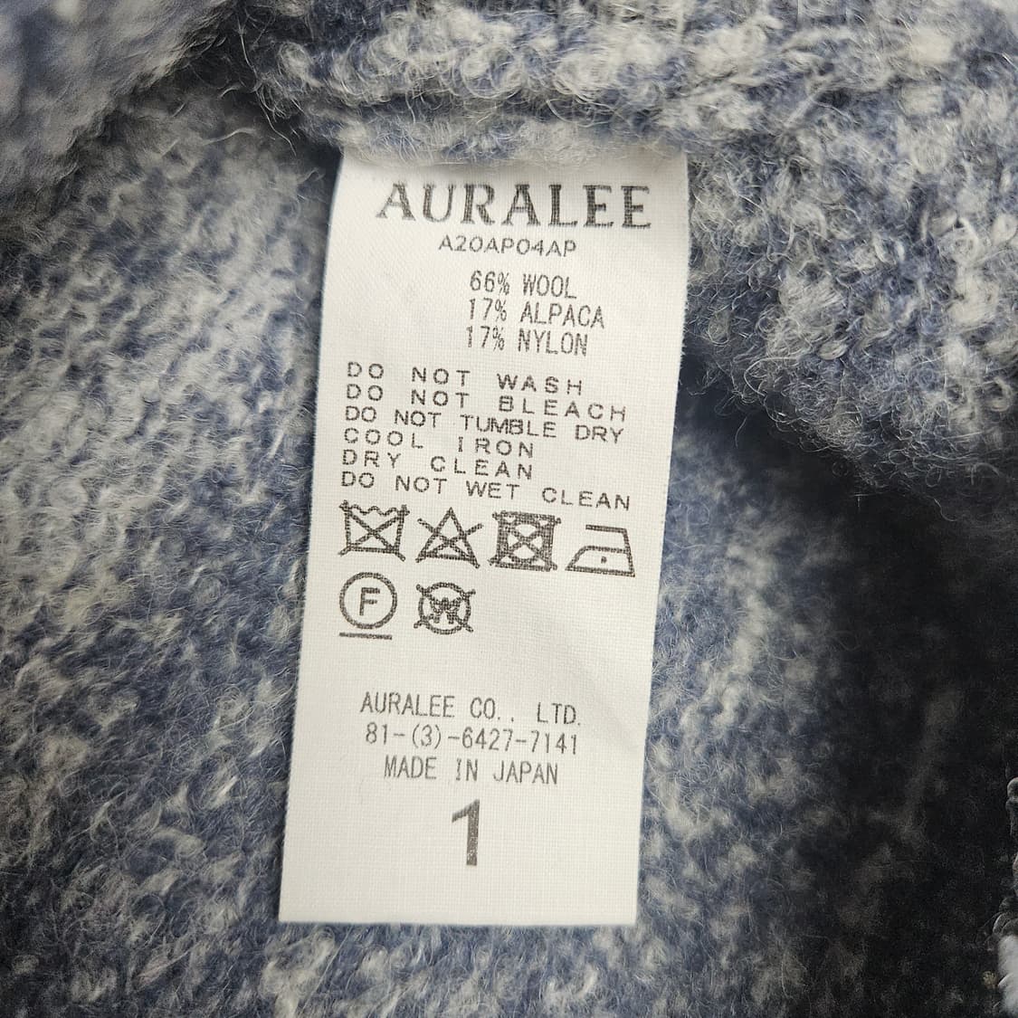 (무료배송) 오라리 울 알파카니트 믹스블루 / 1사이즈 (택채 새상품급) 상품이미지5