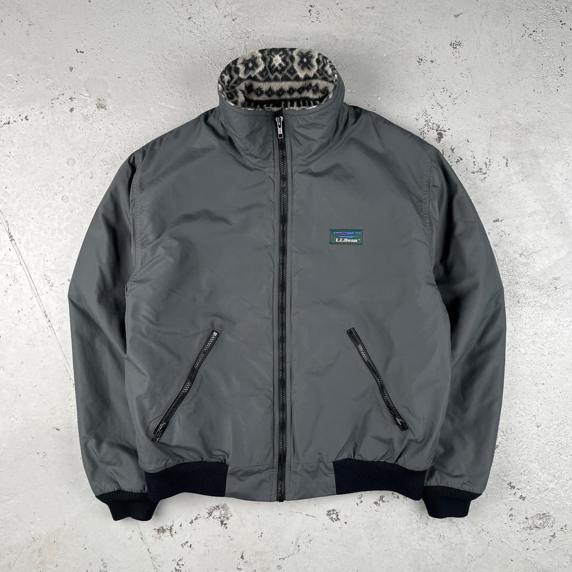 빈티지 LL Bean 아즈텍 플리스 라인드 웜업 자켓 그레이 상품이미지1