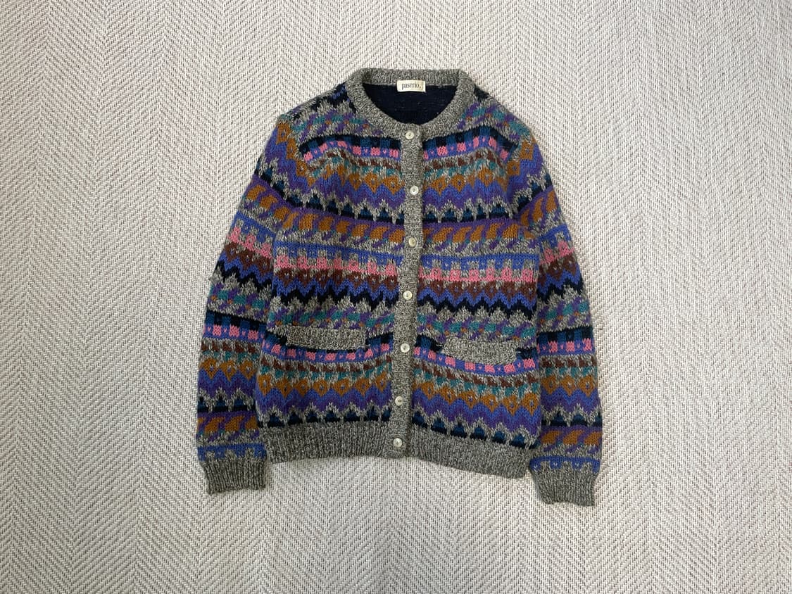 파세리오 멀티컬러 페어아일 패턴 니트 가디건 J03732 상품이미지1