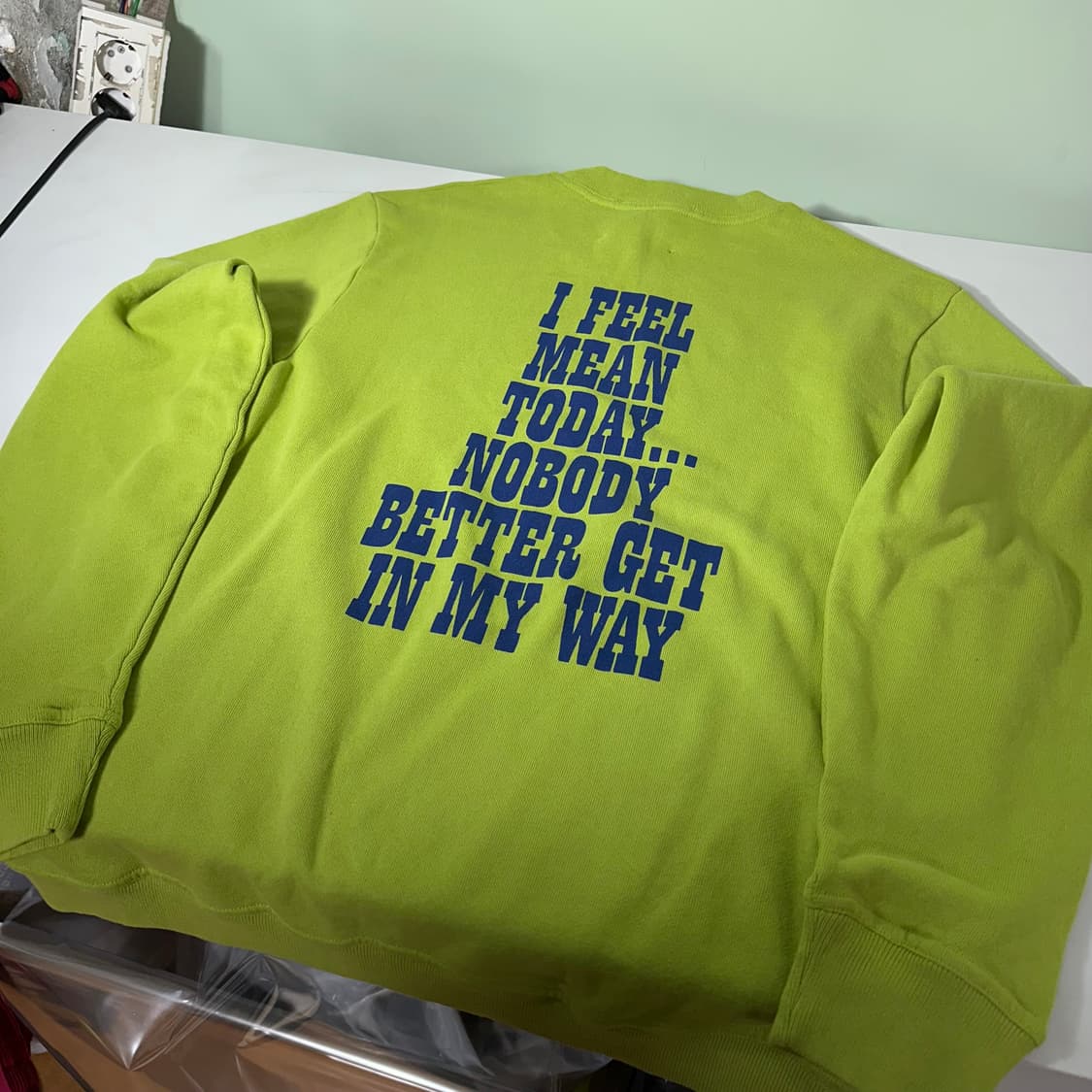 택달린새것 M 마크제이콥스 X 더피넛 오버핏 옐로우그린 스웻셔츠 맨투맨 상품이미지6