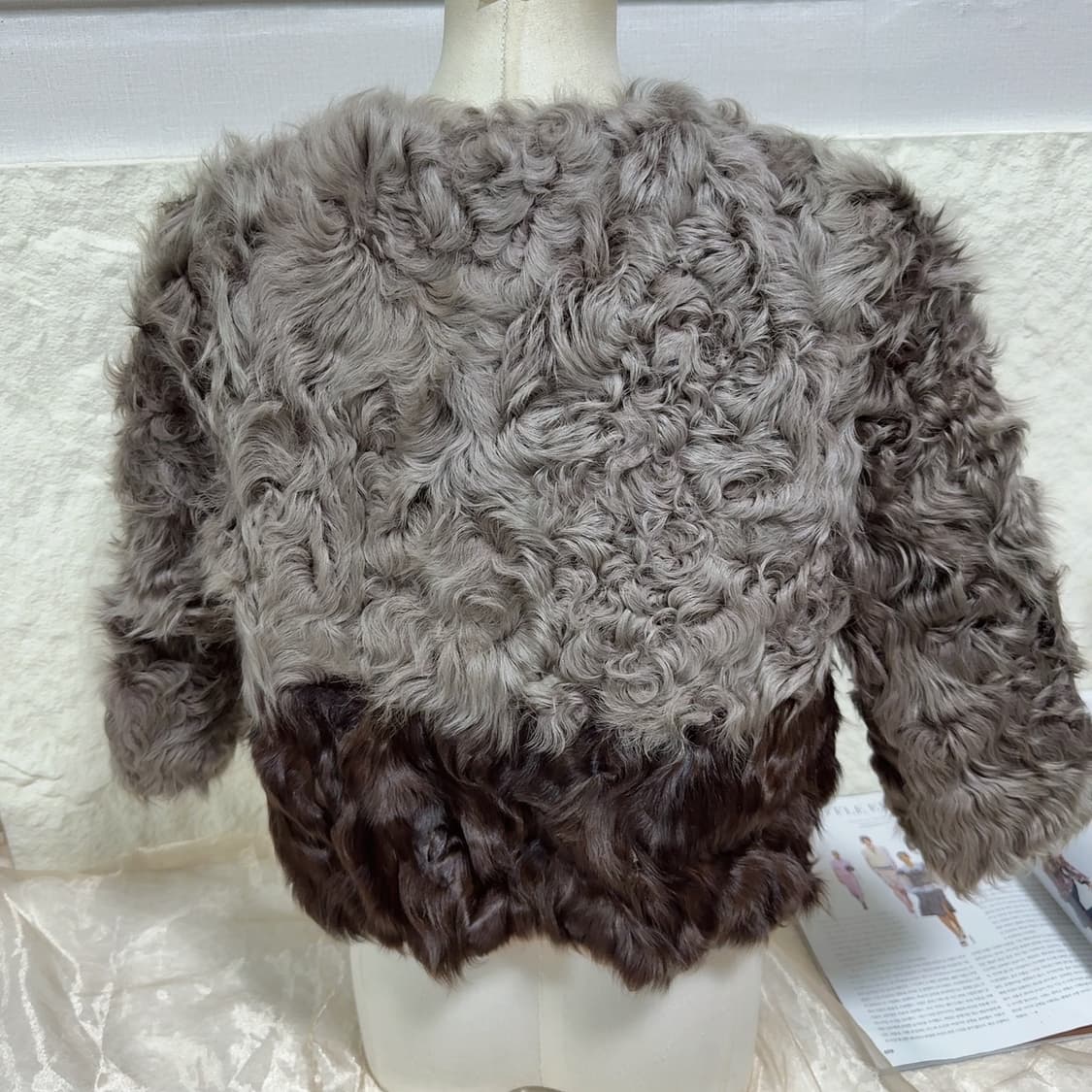 빈티지 그레이 브라운 토스카나 양털 7-8부 코트 상품이미지4