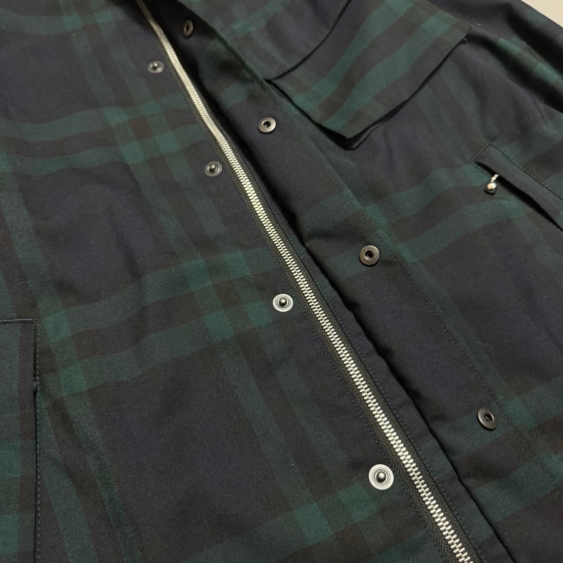 히스테릭글래머 네이비 그린 믹스컬러 체크 패턴 집업 하프 코트 자켓 상품이미지6