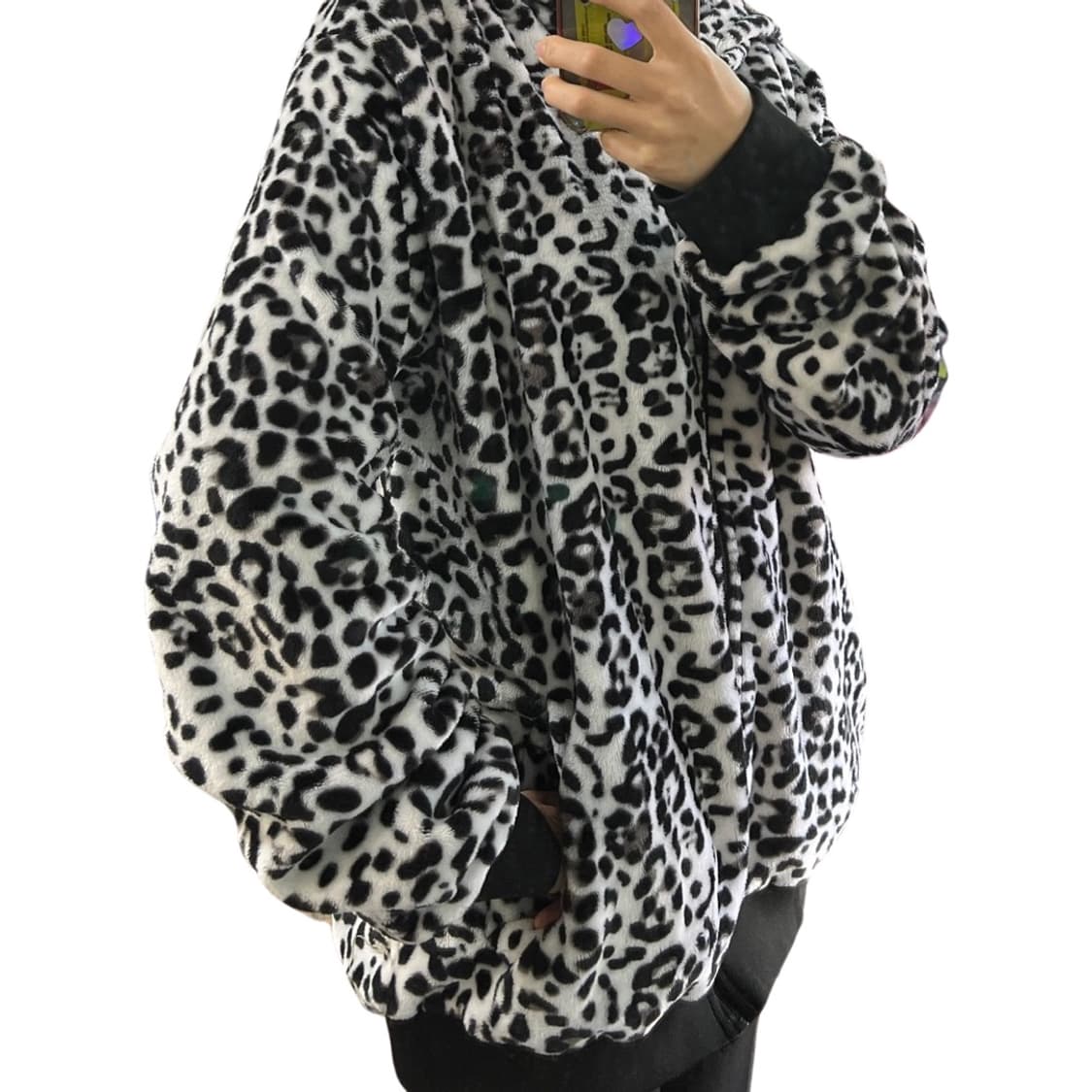 레오파트 퍼 후드집업 상품이미지1