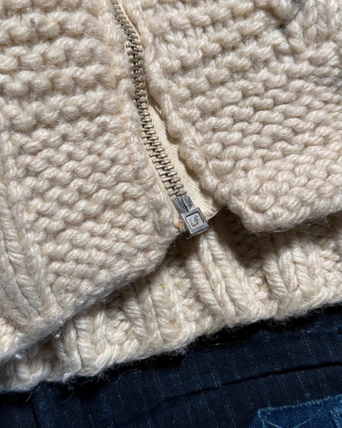 ( 60's 라이트닝 지퍼)  빈티지 홀스패턴 코위찬 스웨터 XL 상품이미지5