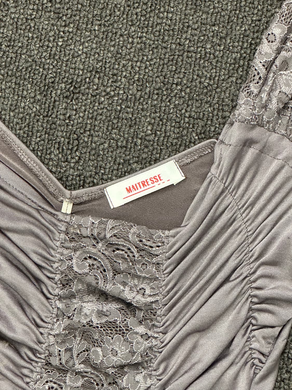 OS)Maitresse vintage 셔링 레이스 원피스 상품이미지5