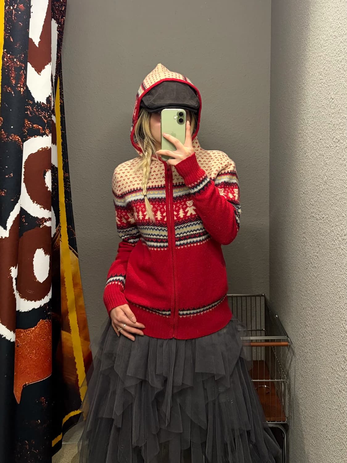 크리스마스 후드 울 니트집업 상품이미지2