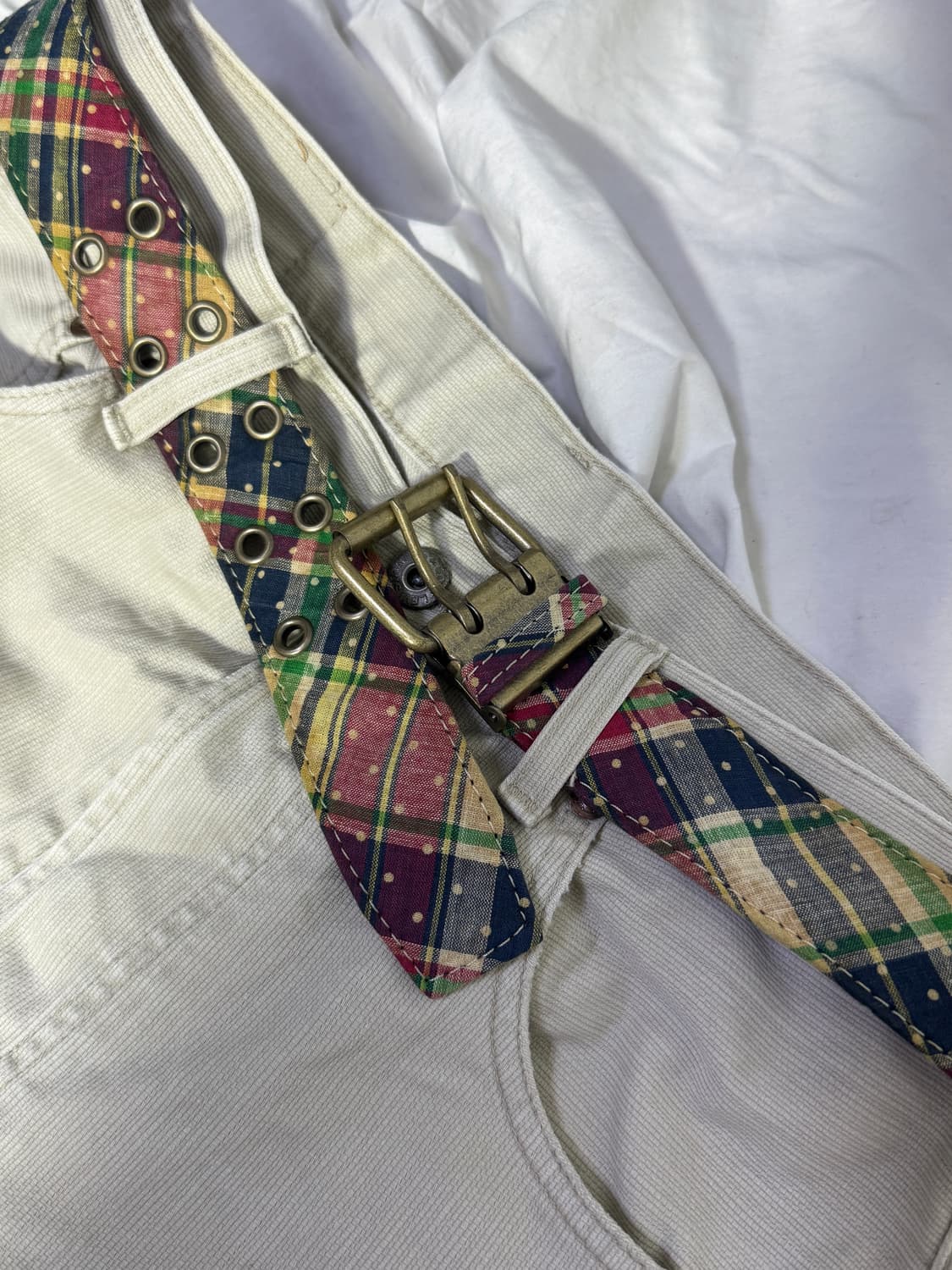 빈티지 도트 체크 패턴 벨트 상품이미지3