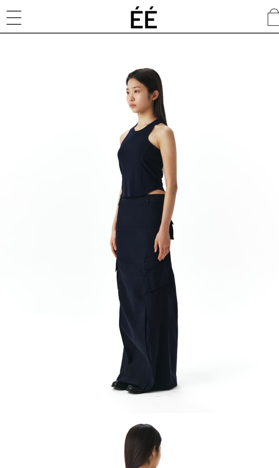 ÉÉ nouvmaree CARGO MAXI SKIRT NAVY 상품이미지1