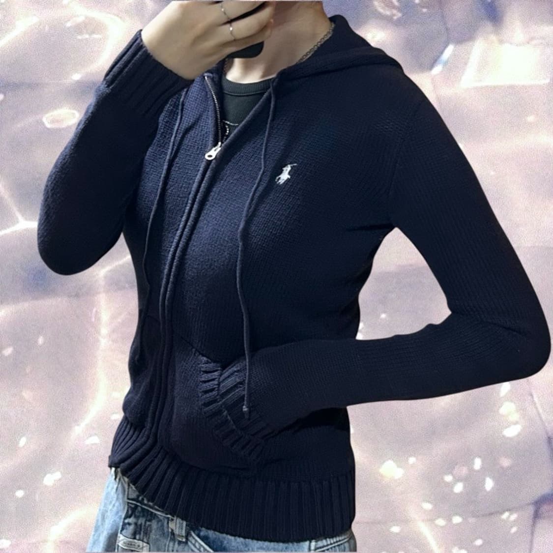 폴로 랄프로렌 니트 후드집업 네이비 XS 상품이미지3