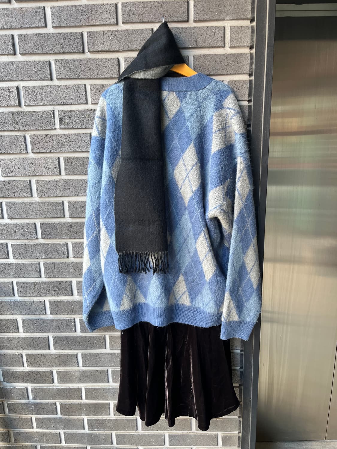 BEAMS 빔즈 아가일 헤어리 가디건 상품이미지3