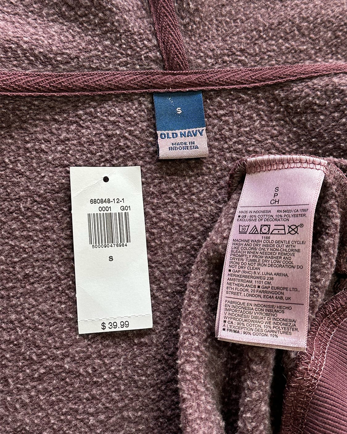 올드네이비 기모 후드집업(새상품) 상품이미지3