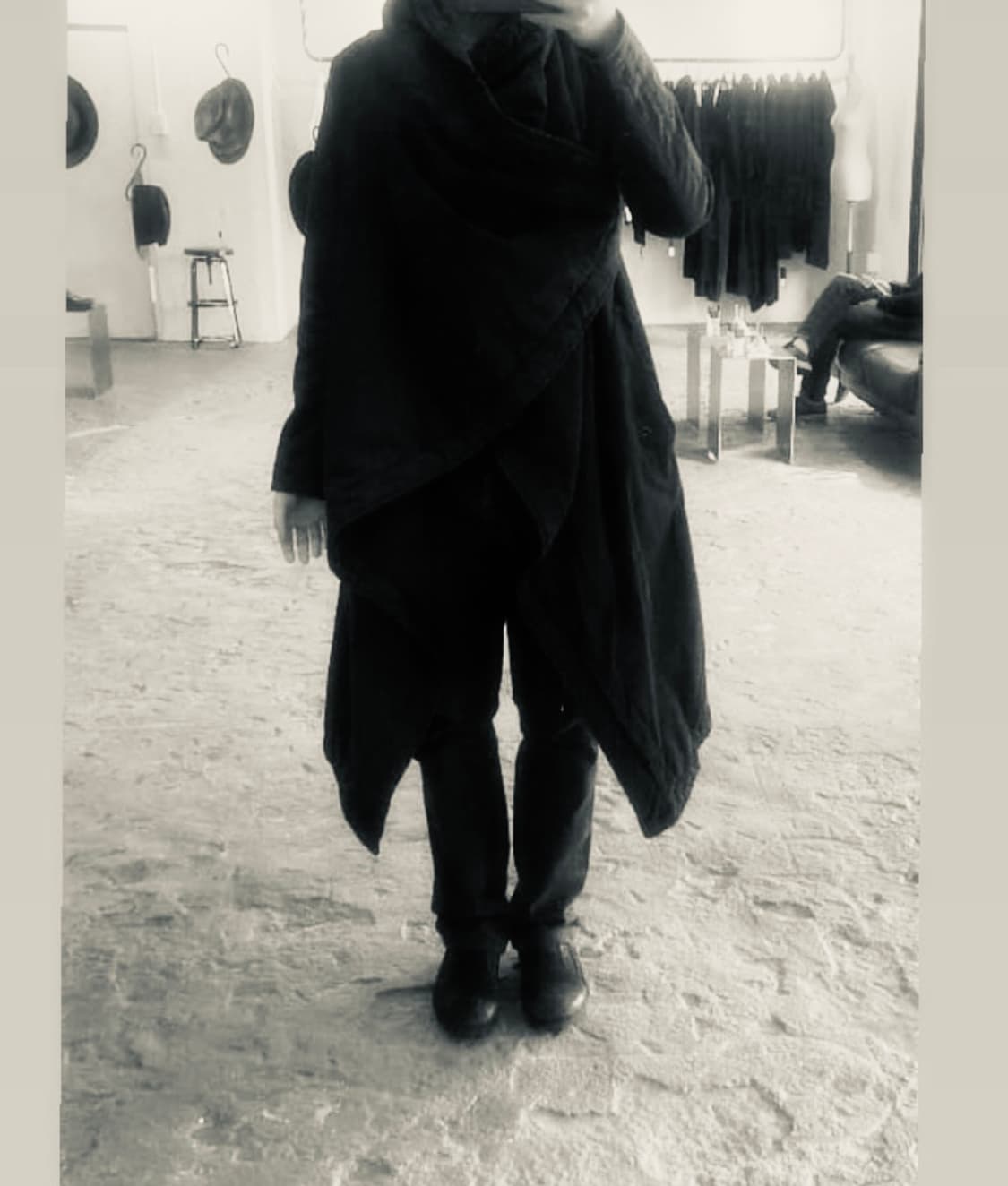 Julius 08fw leather trimmed draped coat 상품이미지4