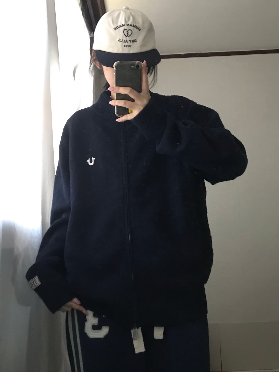 트루릴리전 네이비 오버핏 니트집업 상품이미지3