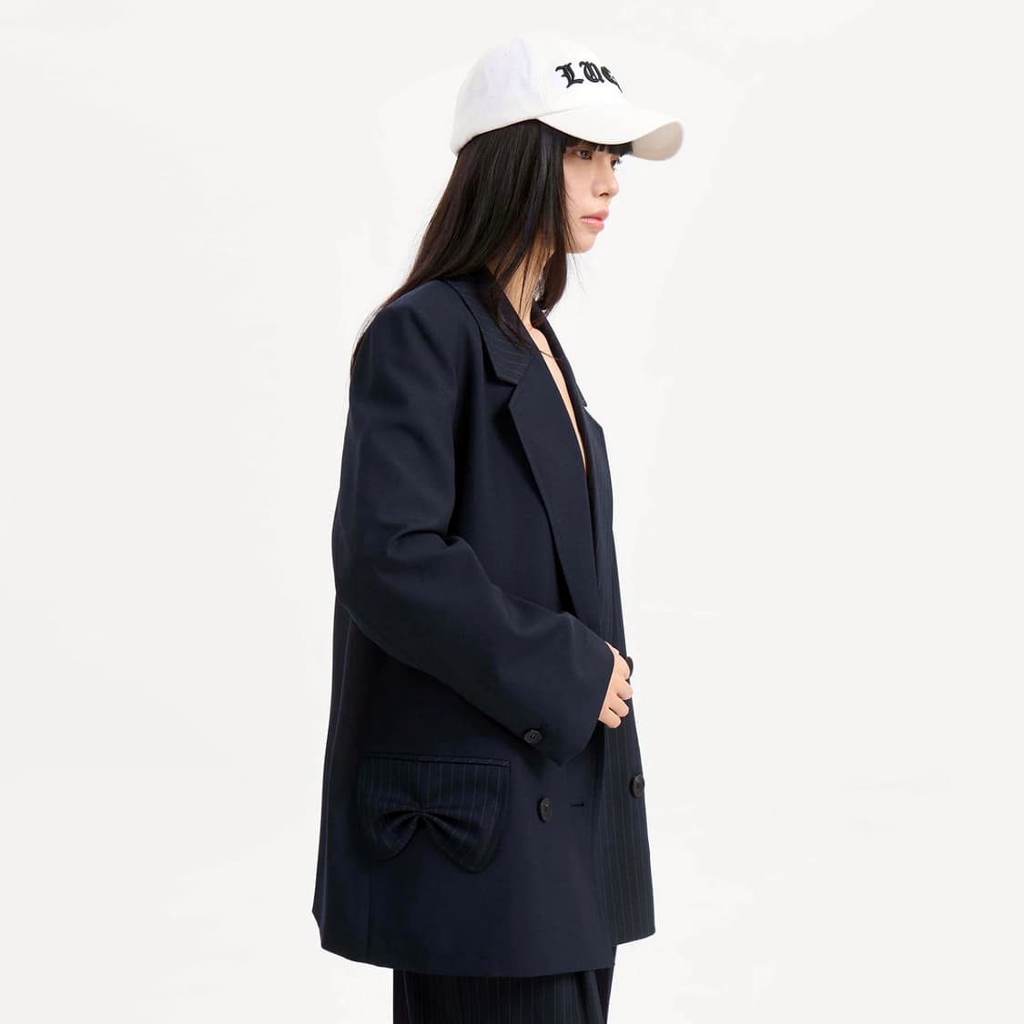 럭키슈에뜨(LUCKYCHOUETTE) 스트라이프 더블자켓 프리 새상품 상품이미지2