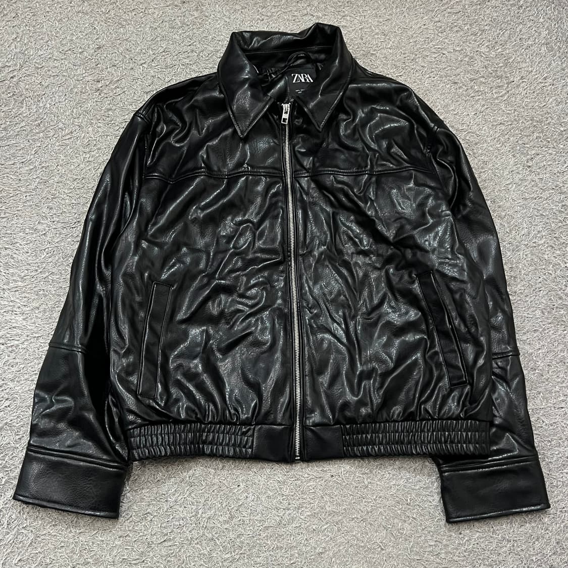 [우먼100] 자라 레더 블루종 상품이미지2