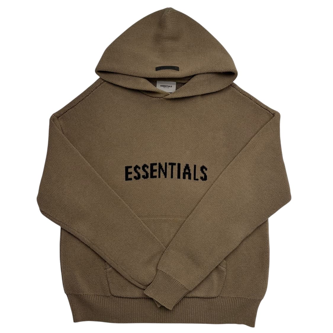 에센셜 피어오브갓 카키 브라운 더스트 빅 로고 니트 풀오버 후드티 S 상품이미지1