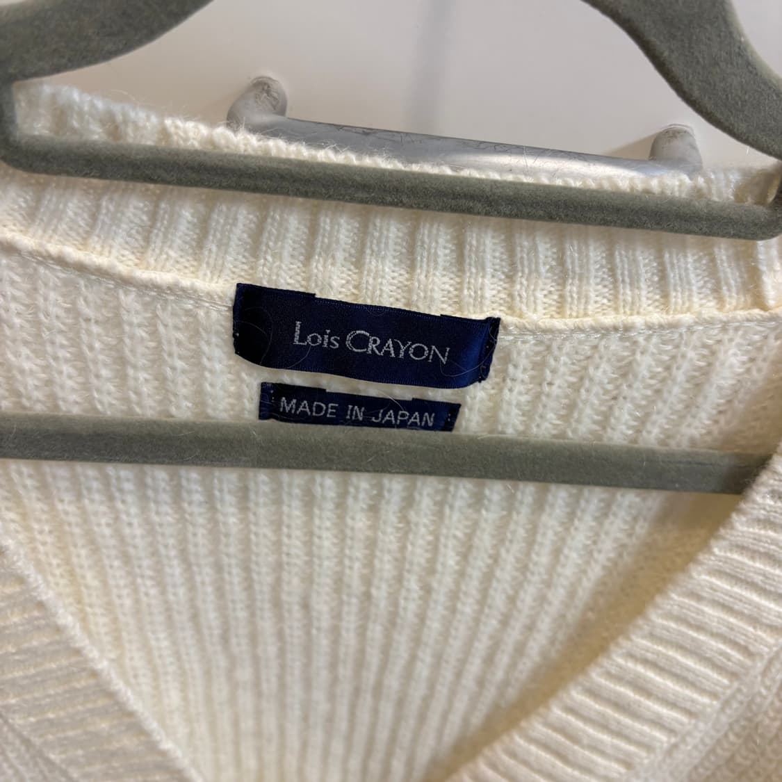 일본제 양모혼방 아이보리 크림 니트 가디건 M 상품이미지5