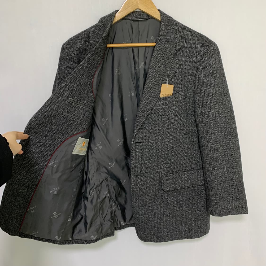 이태리 빈티지 퓨어 캐시미어 100 블레이저 자켓 남성 차콜 그레이 상품이미지6