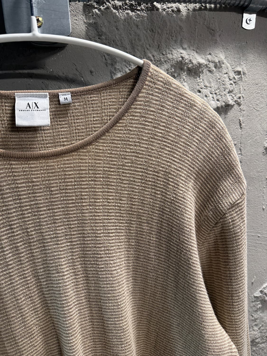 아르마니 익스체인지 린넨 코튼 니트 베이지 M 상품이미지3