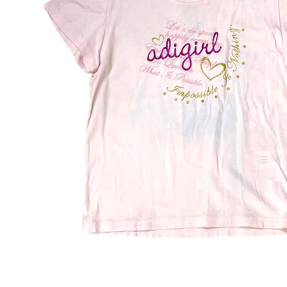 아디다스 Y2K 빈티지 반팔 티셔츠 핑크 딸기우유 상품이미지3