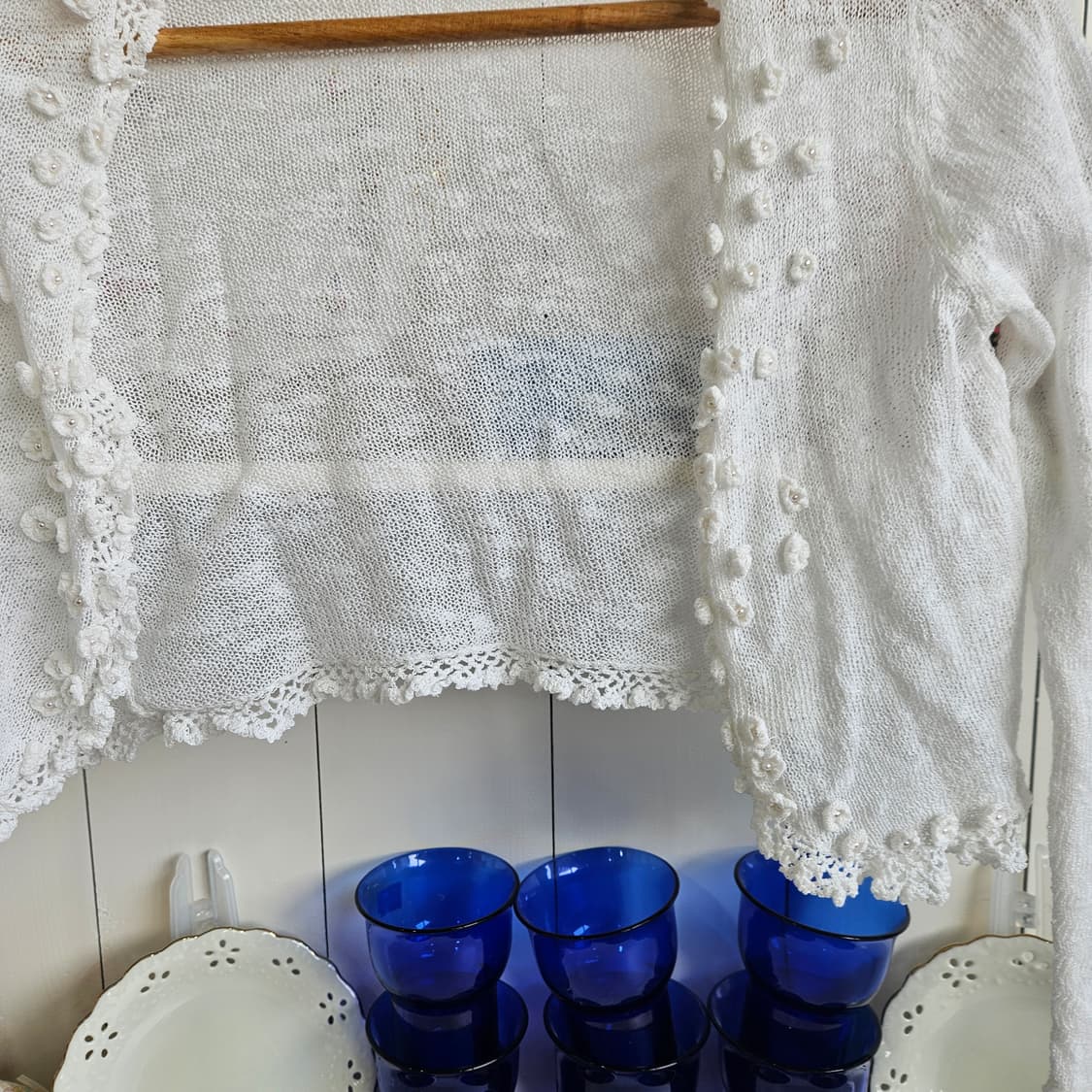 LEST ROSE 플라워 코사지 니트 볼레로 가디건 상품이미지4