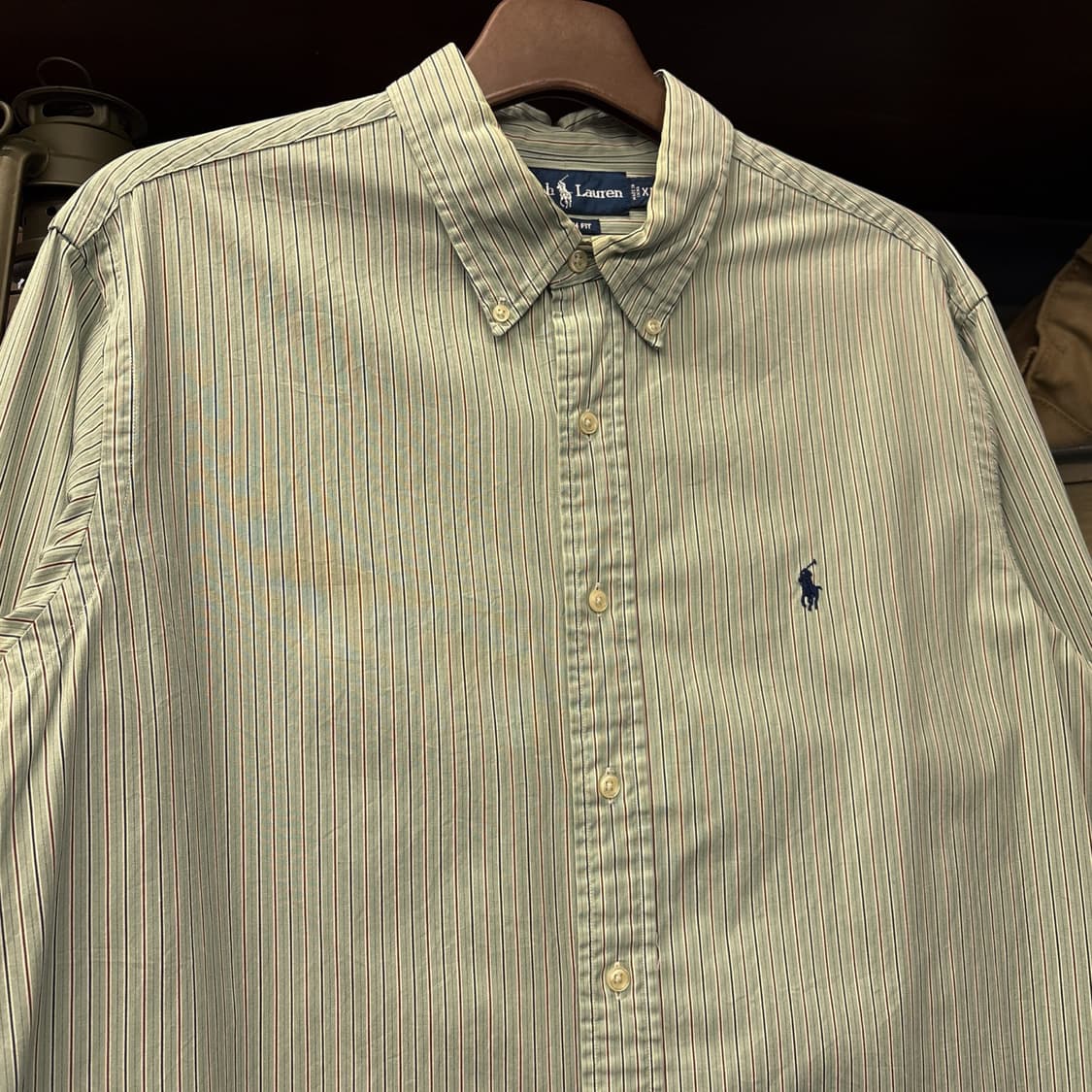 00s 폴로 랄프로렌 커스텀핏 민트브라운 스트라이프 버튼다운셔츠 N793 상품이미지3