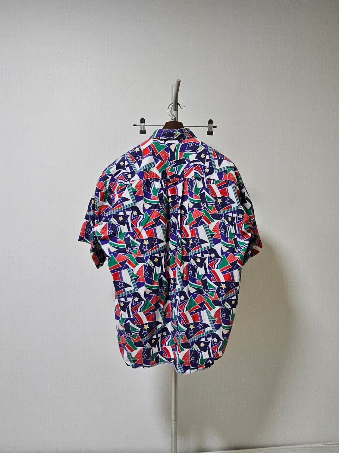 90s 올드스쿨 빈티지 기하학 패턴 오버핏 반팔셔츠 L 105-110 상품이미지2