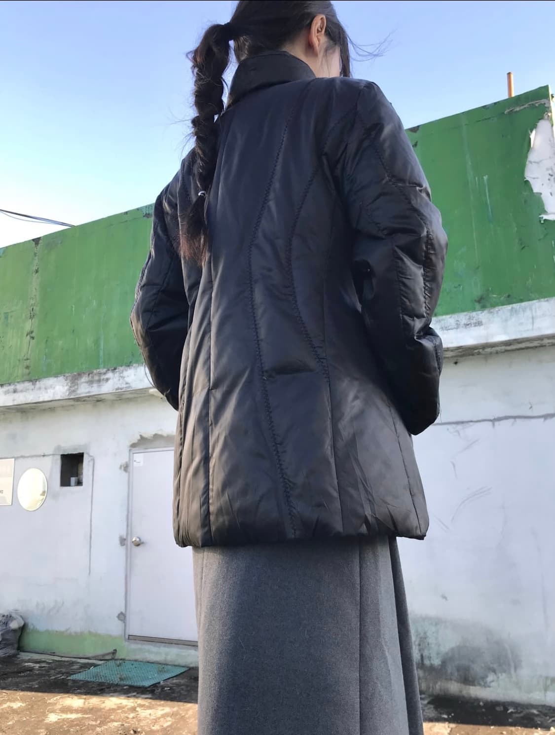 블랙 스티치 버튼 라이트 패딩 상품이미지2