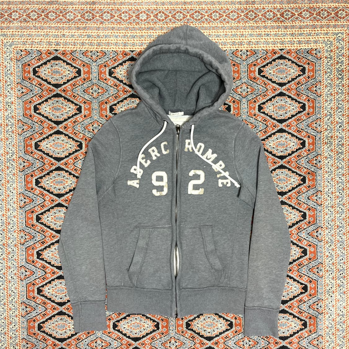아베크롬비 스펠로고 그레이 기모 후드집업 남성S 상품이미지1
