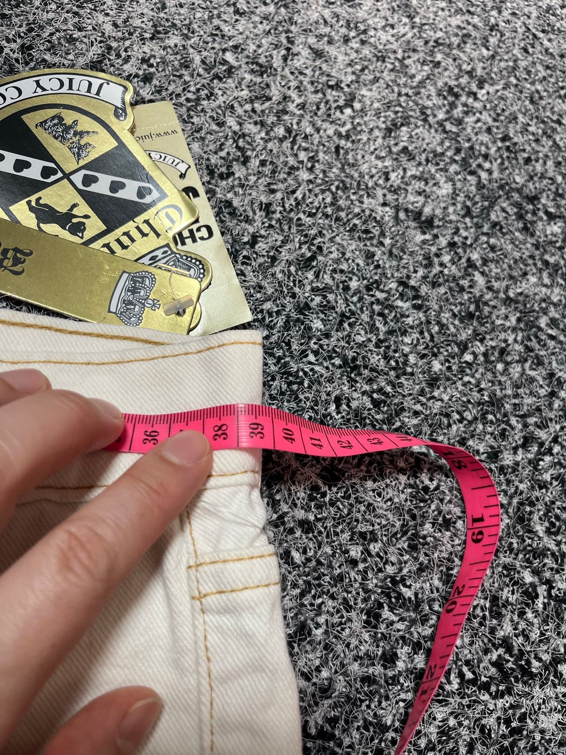 쥬시꾸뛰르 화이트 데님 반바지 26 상품이미지4