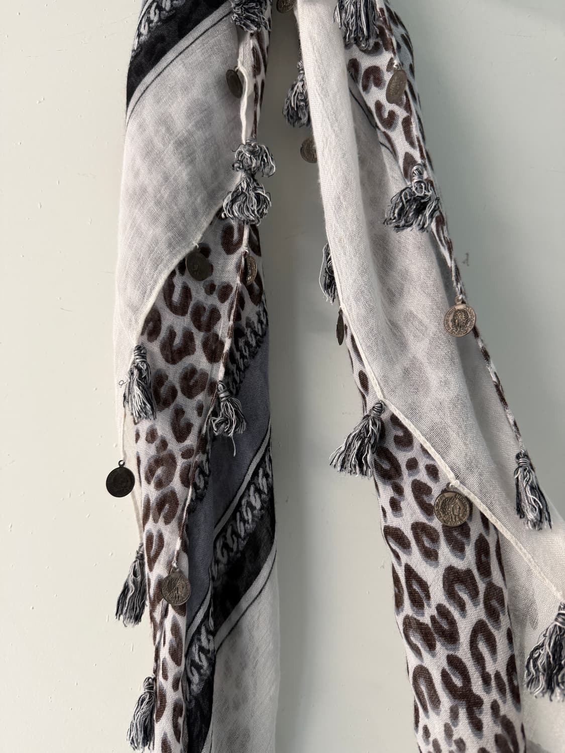일본빈티지 레오파드 테슬 스카프 상품이미지8