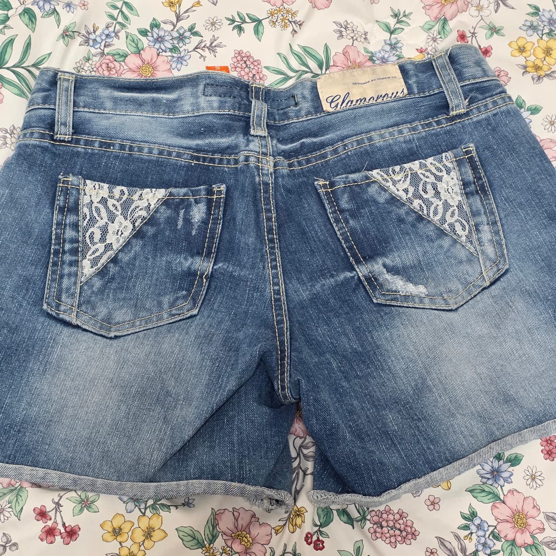 3000원glamorous 영국빈티지)데미지 y2k여름 워싱 데님청반바지 상품이미지3