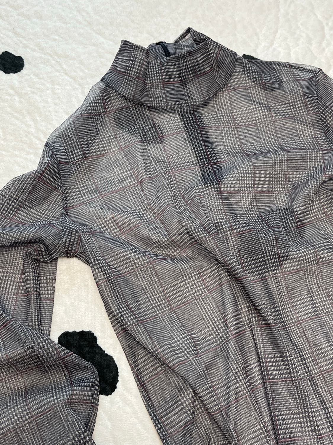 zara see-through check blouse 상품이미지4