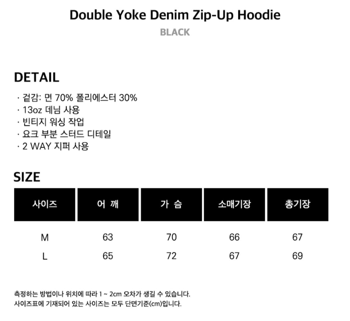 글랙 더블요크 데님 후드집업  상품이미지2