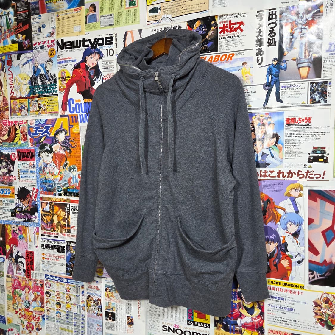 코데즈컴바인 Y2K 하이넥 그레이 후드집업 상품이미지2