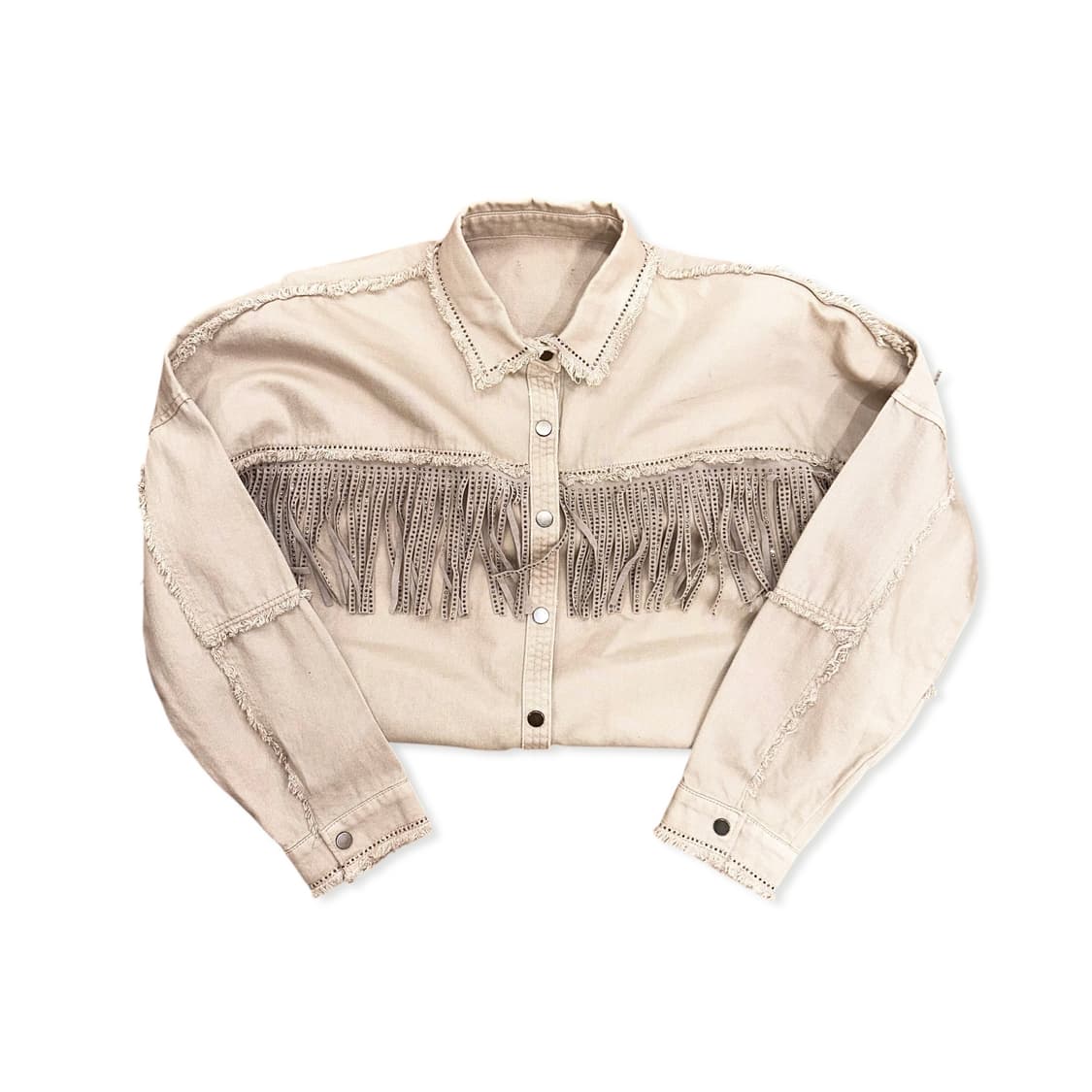 Beige glitter fringe western shirt 상품이미지1