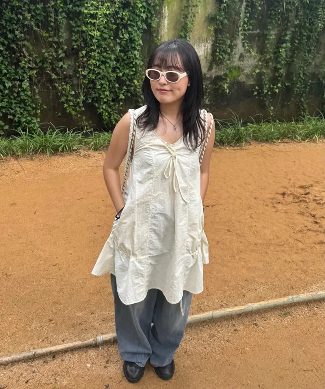 Deliccent 델리센트 드롭 스트링 원피스 크림 상품이미지1