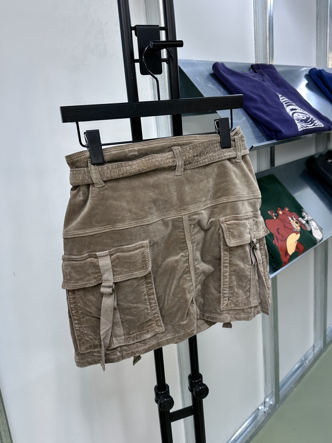 khaki velour pocket wrap skirt 상품이미지2