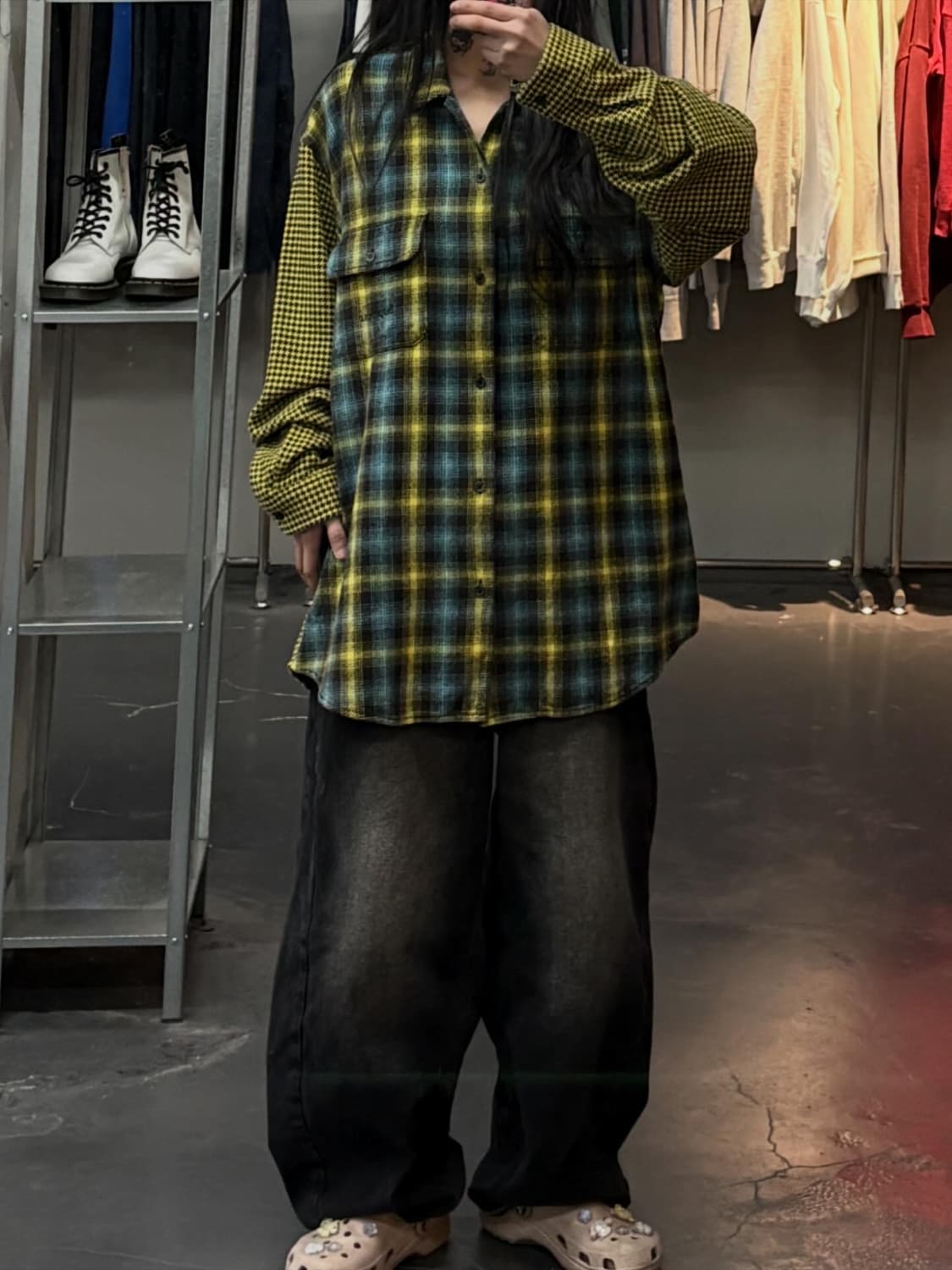 슈프림 23FW 하운즈투스 플레이드 플란넬 옐로우셔츠 A3752 상품이미지1