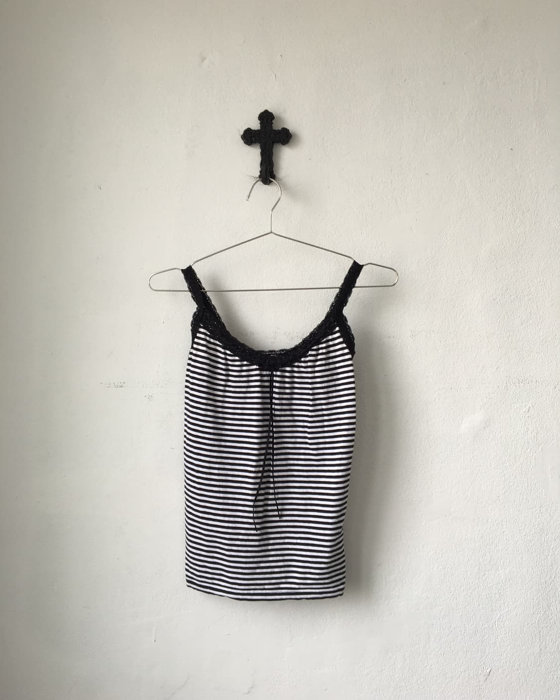 Lace trimming stripe pattern sleeveless 상품이미지2