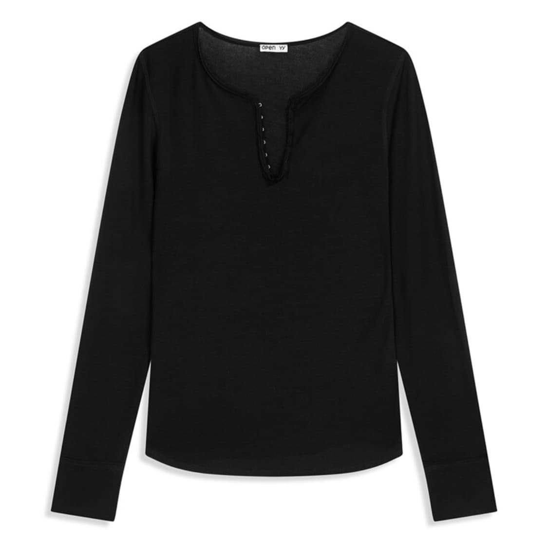Open yy hook henley long sleeve black s 상품이미지1