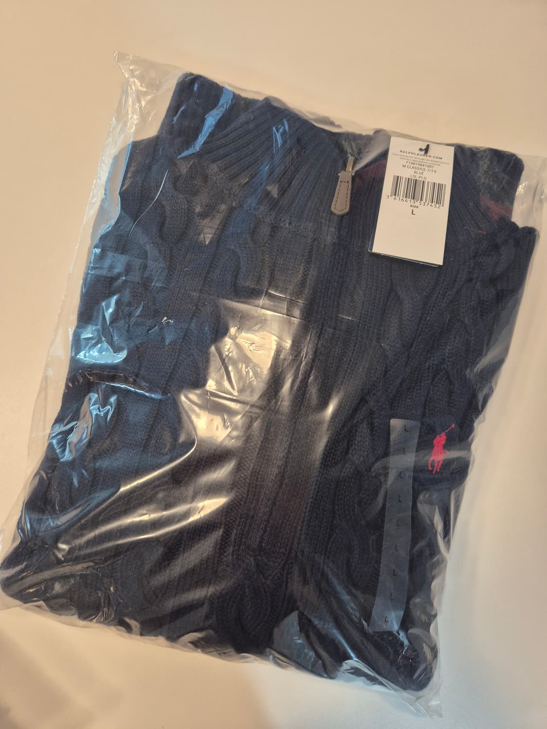 폴로 반집업 네이비 니트 XL (새상품) 상품이미지1